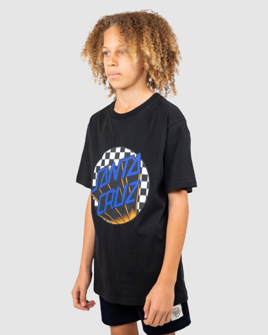 Youth SANTA CRUZ Clothing | Check Delta Dot Front Tee Blk