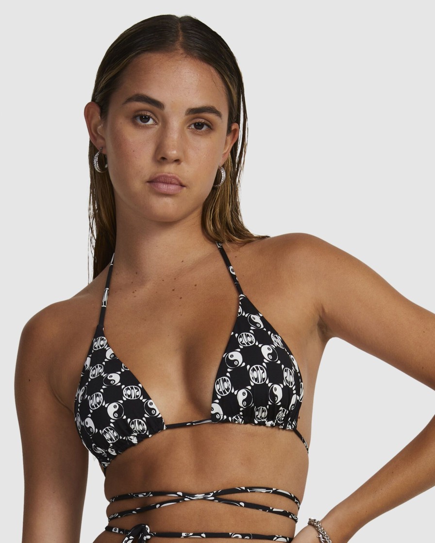 Women RVCA Bikini Tops | Rvca Healing Wrap Slide Halter Bikini Top