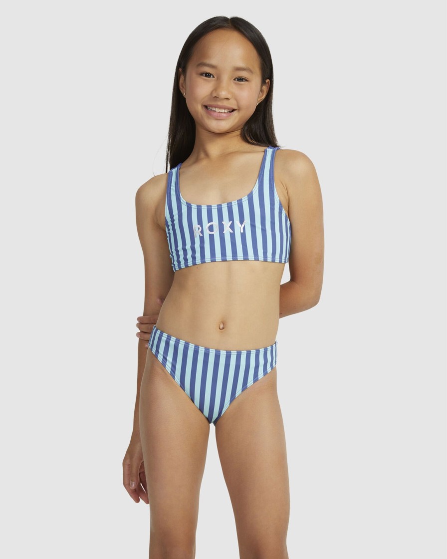 Youth ROXY Clothing | Girls 6-16 Serenity Stripe Bralette Two-Piece Bikini Set