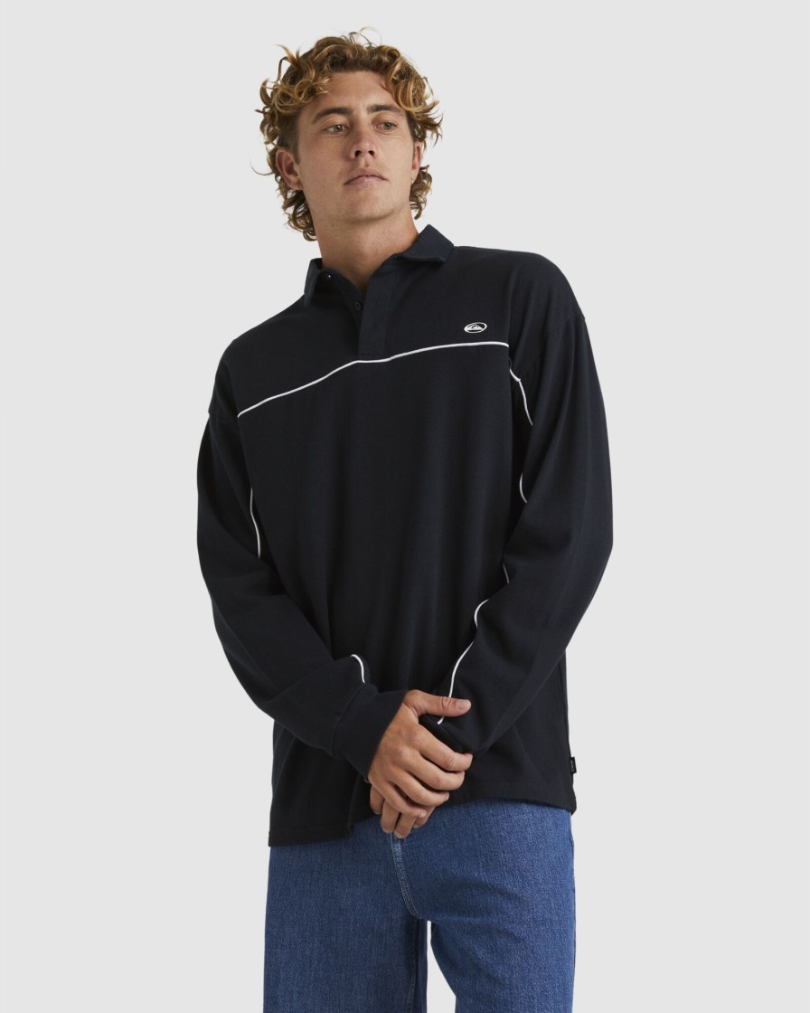 Men QUIKSILVER Knitwear | Mens Modular Rugby Long Sleeve Polo Shirt