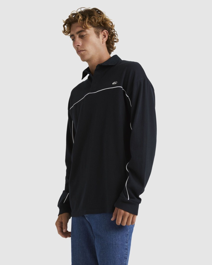 Men QUIKSILVER Knitwear | Mens Modular Rugby Long Sleeve Polo Shirt