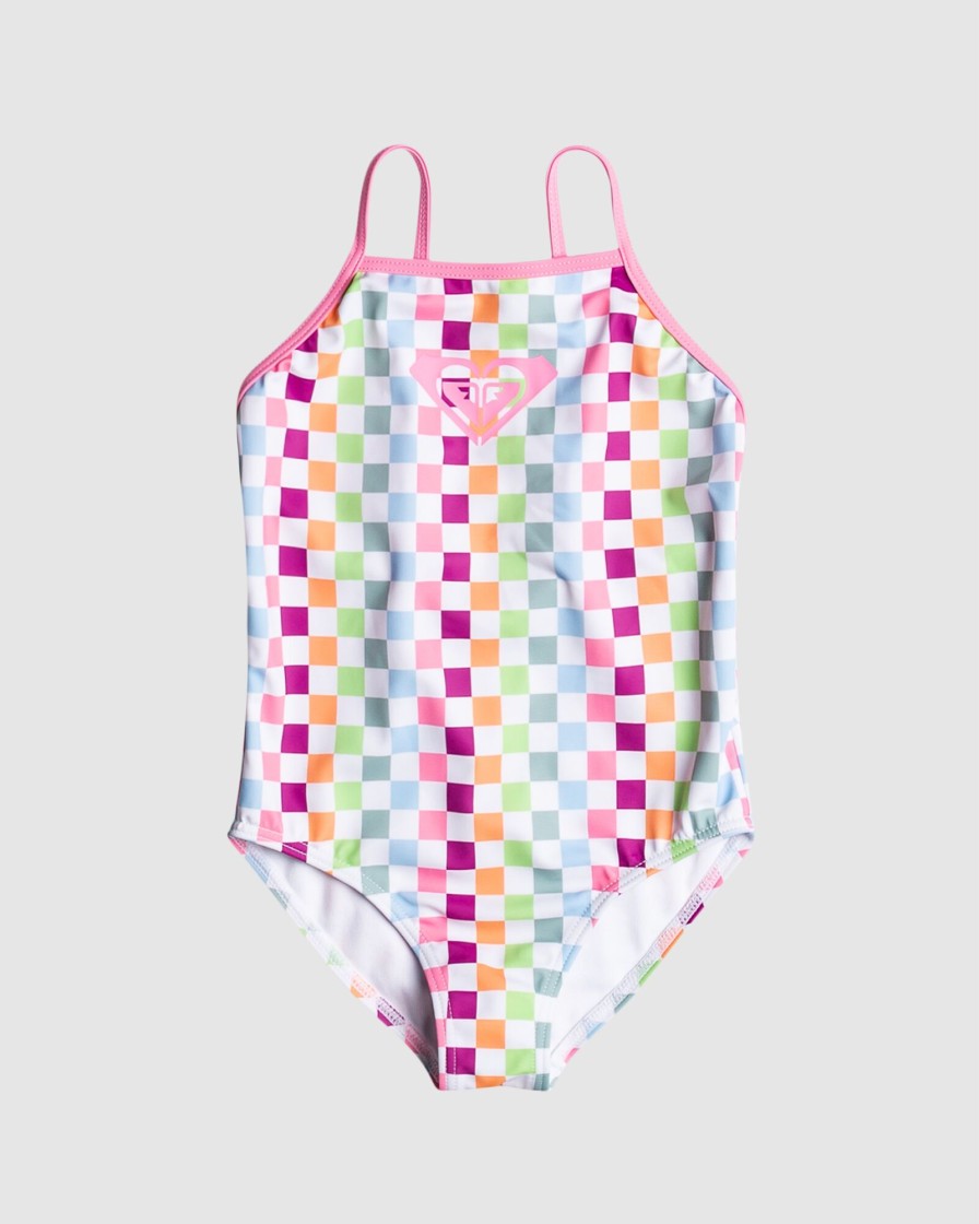 Youth ROXY Clothing | Girls Rainbow Check One-Piece Swimsuit