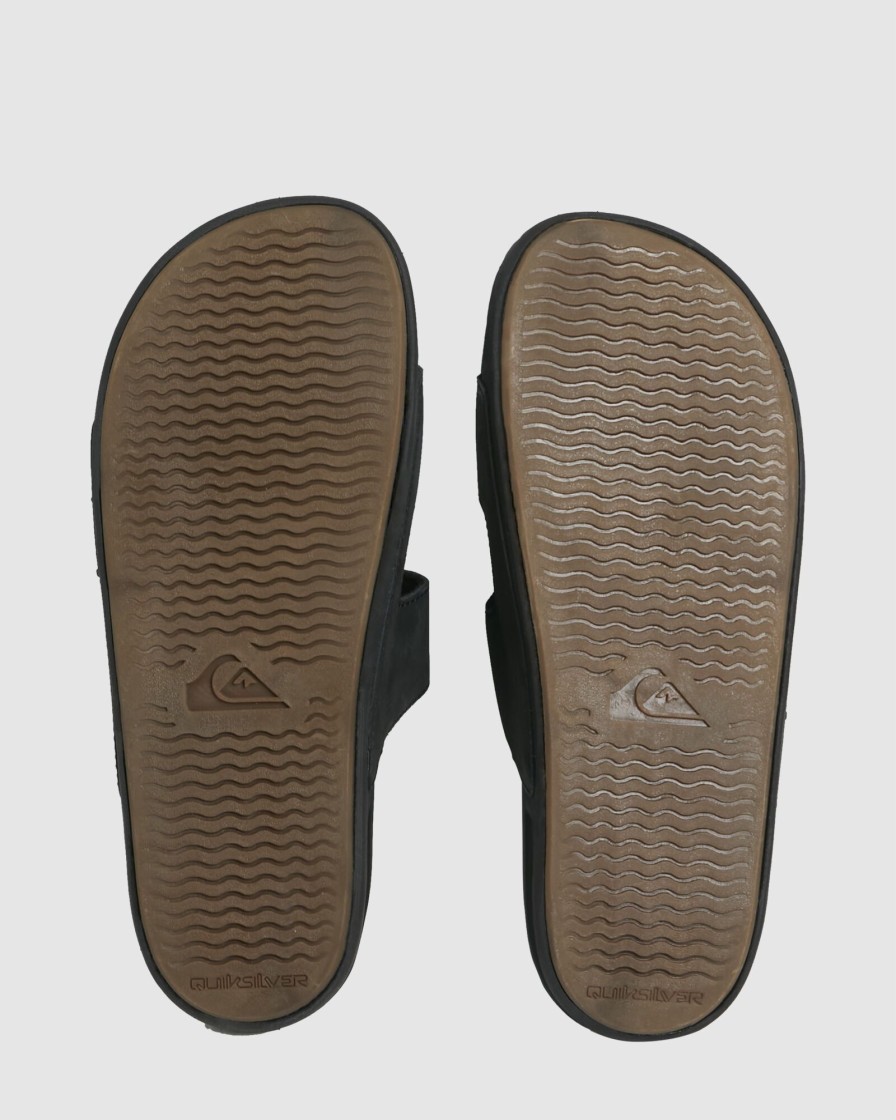 Men QUIKSILVER Slides | Mens Rivi Leather Slider Sandals