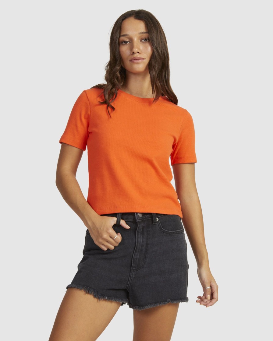 Women ROXY Tops | Womens Baseline Cropped T-Shirt