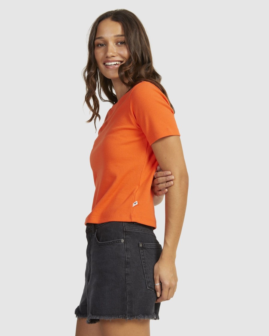 Women ROXY Tops | Womens Baseline Cropped T-Shirt