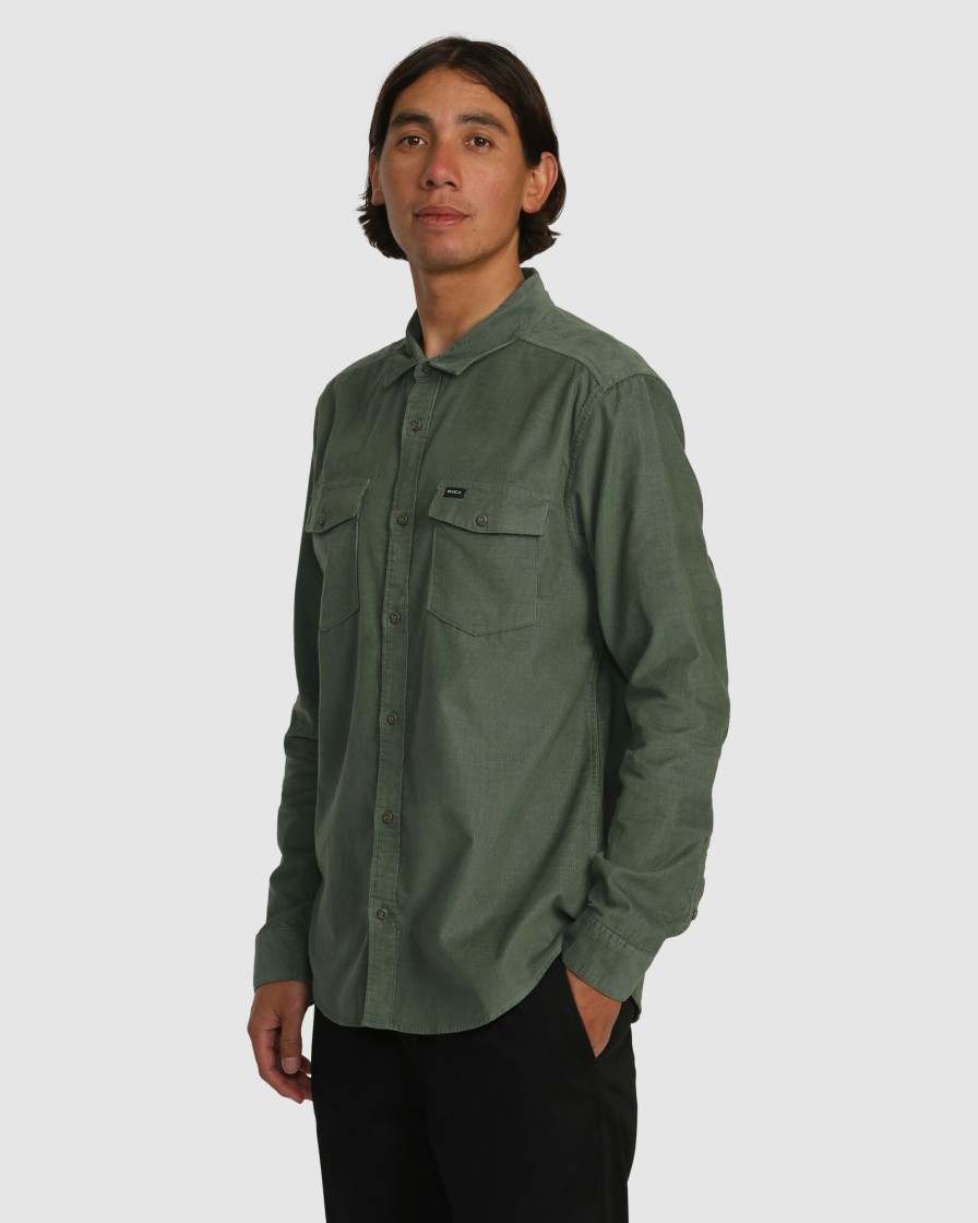 Men RVCA Shirts | Freeman Cord Long Sleeve Shirt