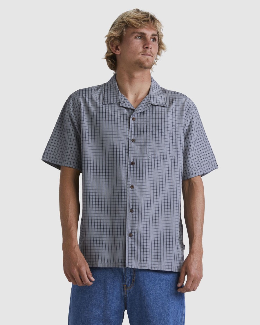 Men QUIKSILVER Shirts | Mens Flaming Mini Check Short Sleeve Shirt