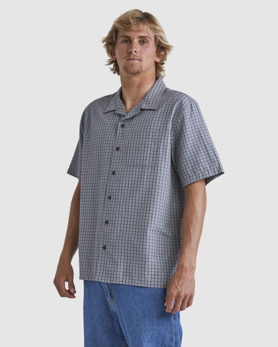 Men QUIKSILVER Shirts | Mens Flaming Mini Check Short Sleeve Shirt