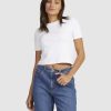 Women ROXY Tops | Womens Baseline Cropped T-Shirt