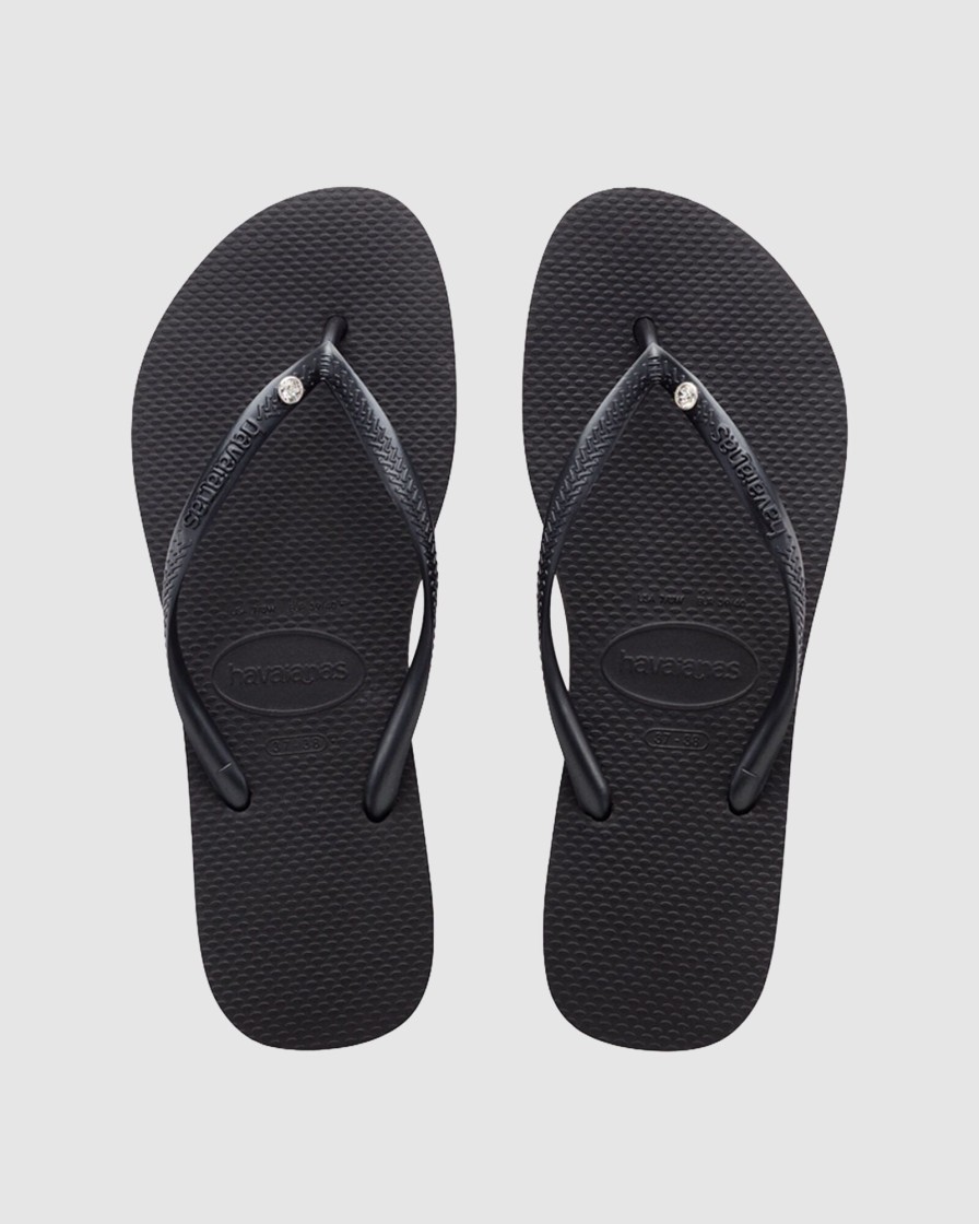 Women HAVAIANAS Slides | Slim Crystal Sw Ll Black