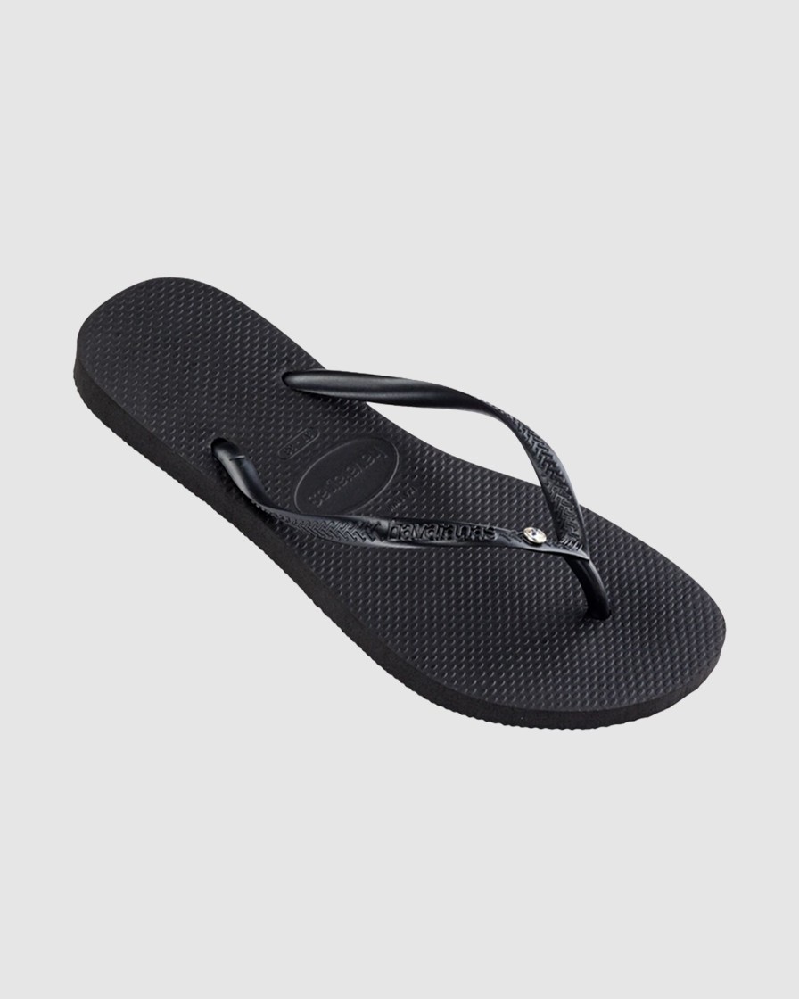 Women HAVAIANAS Slides | Slim Crystal Sw Ll Black