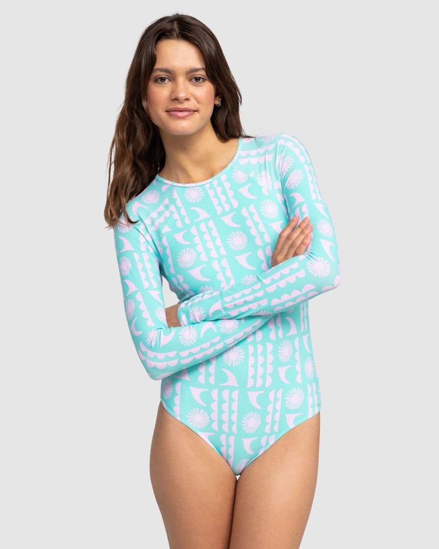 Women ROXY Rashvests | Womens Surf Saavy Long Sleeve One-Piece Swimsuit