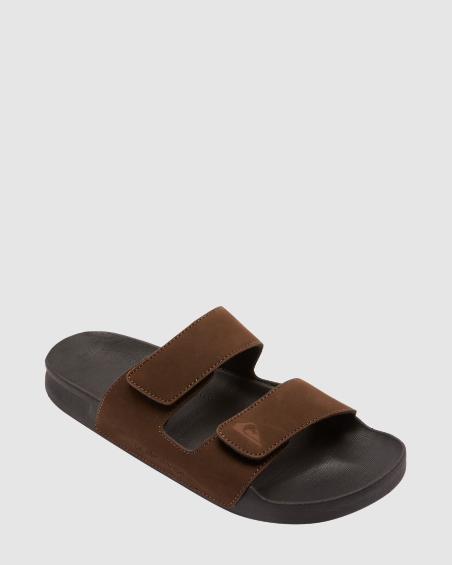 Women QUIKSILVER Slides | Mens Rivi Leather Slider Sandals