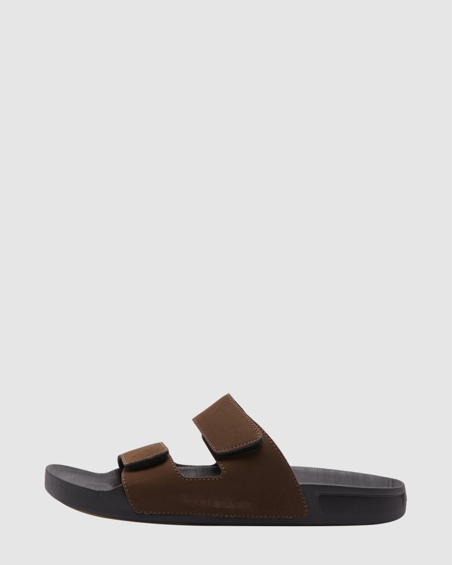 Women QUIKSILVER Slides | Mens Rivi Leather Slider Sandals