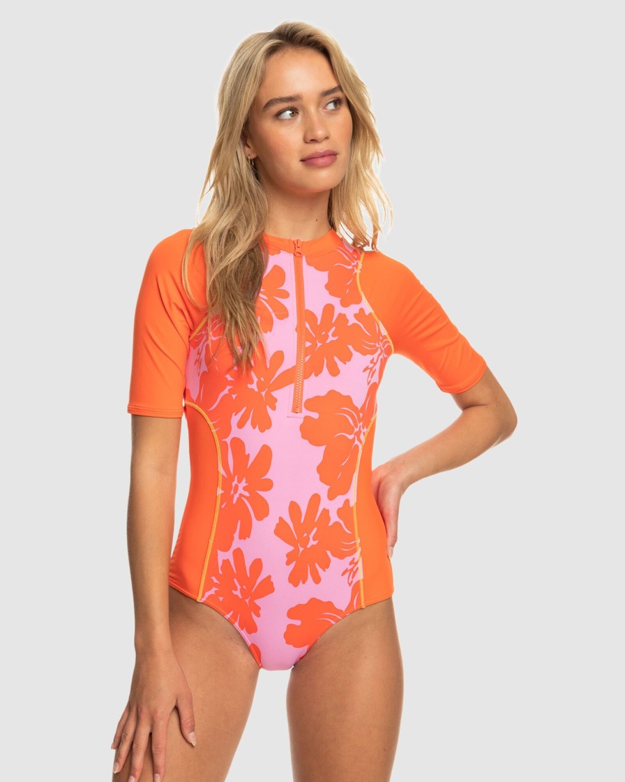 Women ROXY Rashvests | Surf.Kind.Kate. Short Sleeve One-Piece Swimsuit