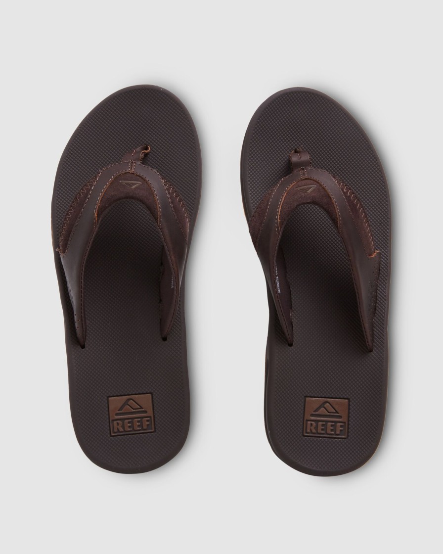 Men REEF Thongs | Leather Fanning Thong - Brown