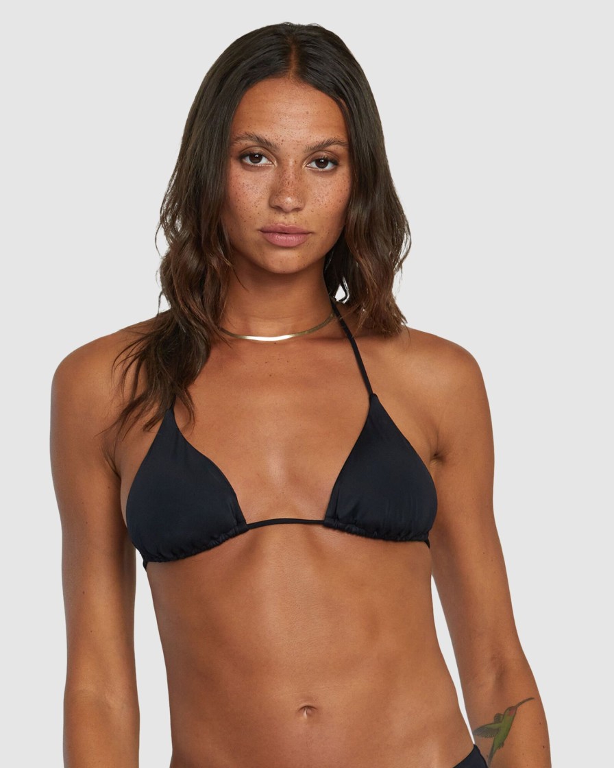 Women RVCA Bikini Tops | Solid Halter Triangle Bikini Top