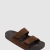 Men QUIKSILVER Thongs | Mens Rivi Leather Slider Sandals