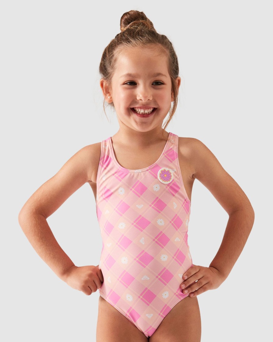 Youth ROXY Clothing | Girl'S 2-7 Flower Plaid One-Piece Swimsuit