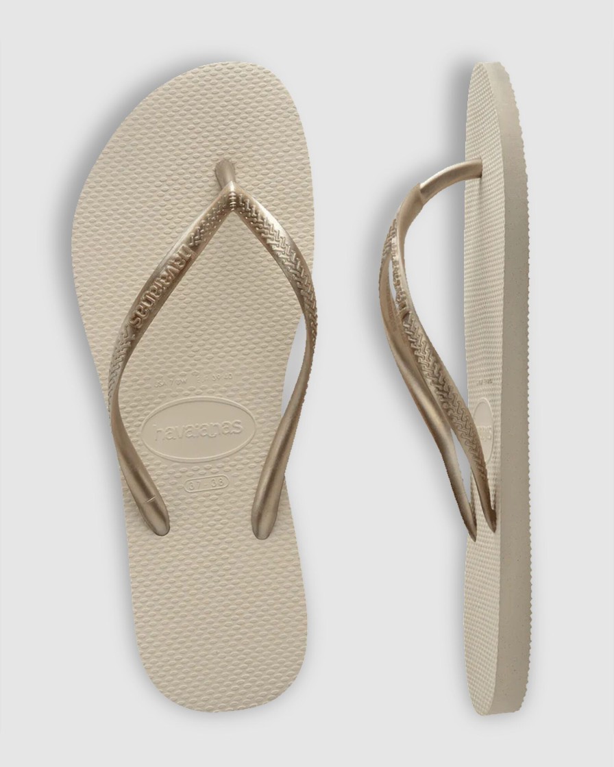 Women HAVAIANAS Thongs | Slim Metallic Beige