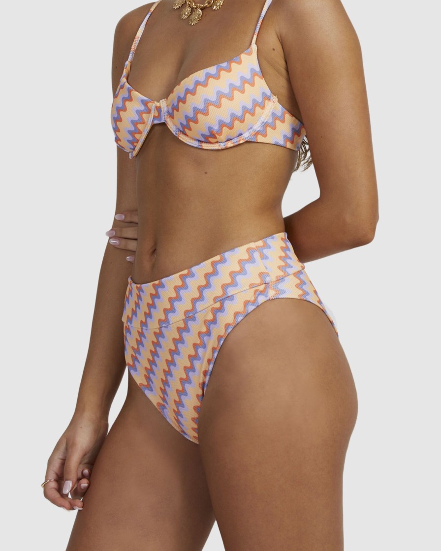 Women RVCA Bikini Bottoms | Retro Waves High Rise Bikini Bottom