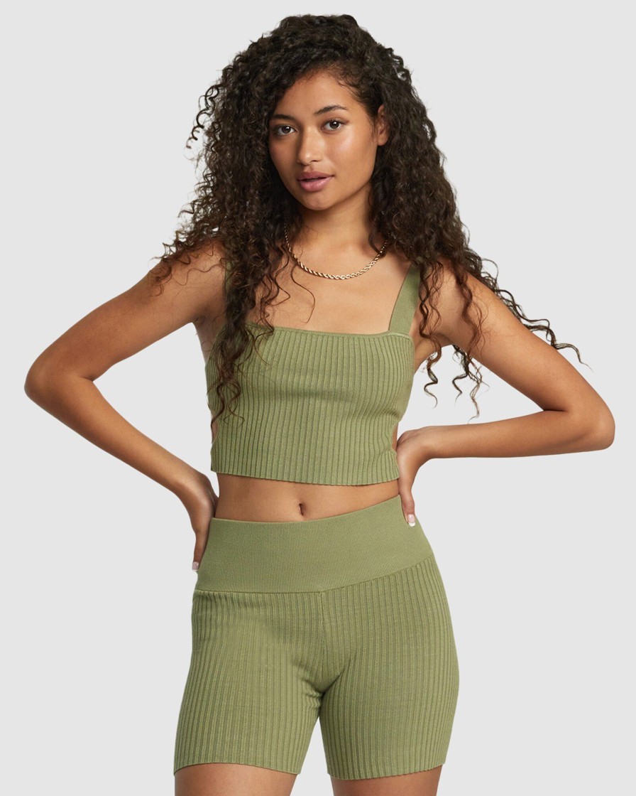 Women RVCA Tops | Rose Namajunas Fever Rib Knit Cropped Tank Top