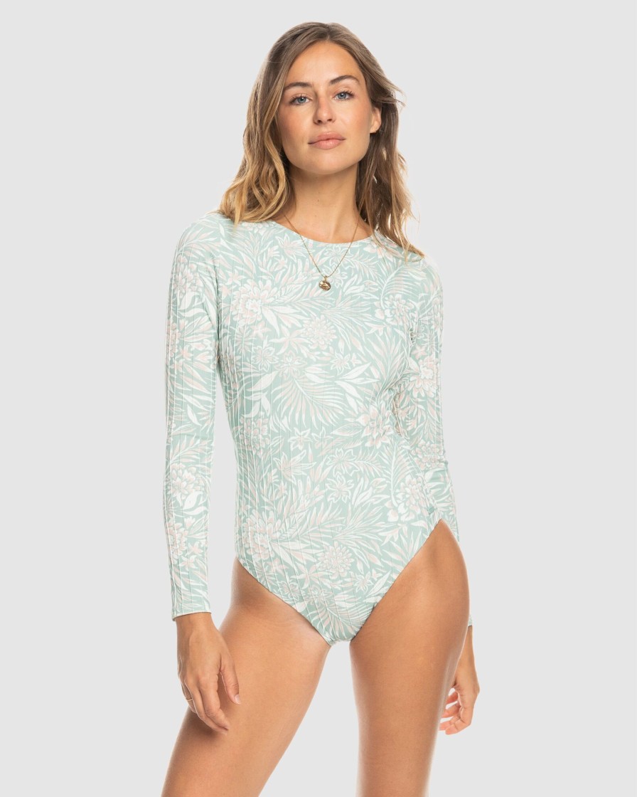 Women ROXY Rashvests | Womens Rib Roxy Love Long Sleeve One-Piece Swimsuit