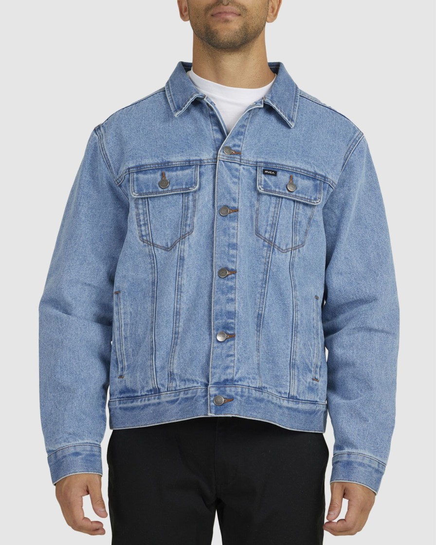 Men RVCA Jackets | Rvca Vintage Lined Denim Jacket