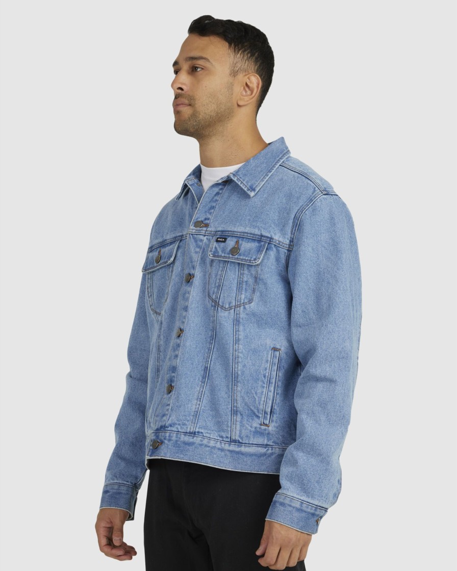 Men RVCA Jackets | Rvca Vintage Lined Denim Jacket