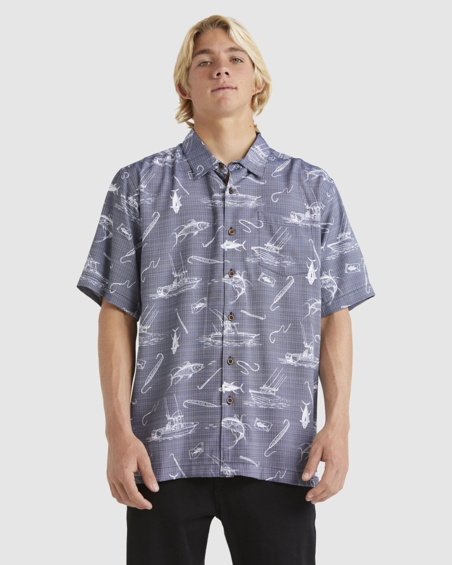 Men QUIKSILVER Shirts | Mens Line Spinner Short Sleeve Shirt