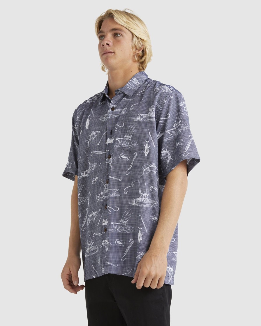 Men QUIKSILVER Shirts | Mens Line Spinner Short Sleeve Shirt