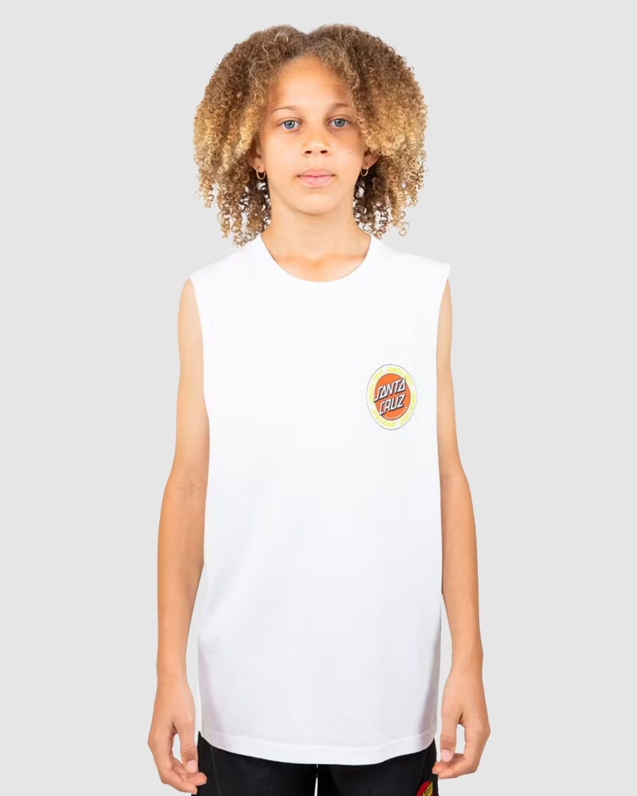 Youth SANTA CRUZ Clothing | Outer Ringed Dot Muscle Wht