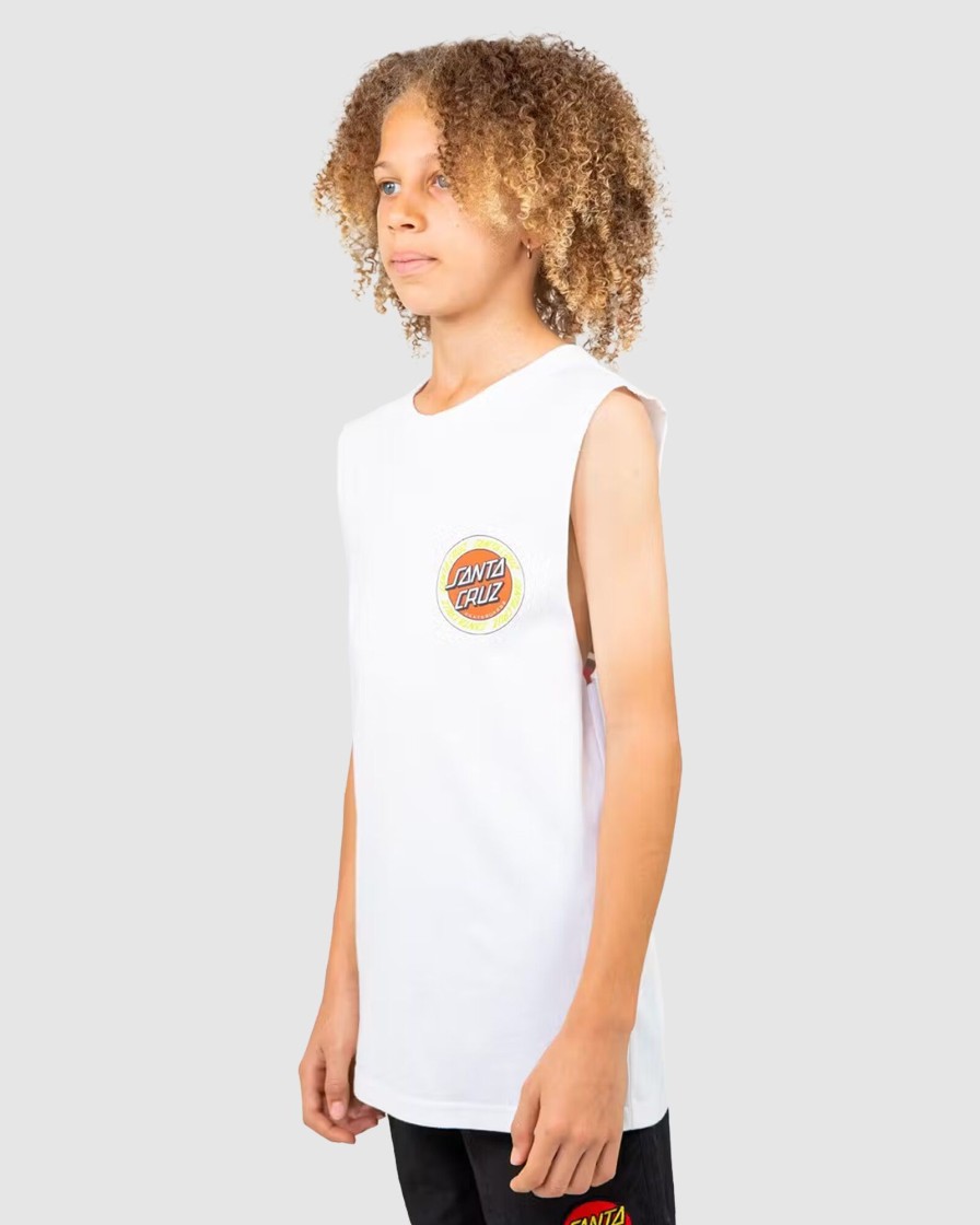 Youth SANTA CRUZ Clothing | Outer Ringed Dot Muscle Wht