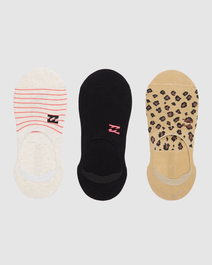 Women BILLABONG Socks & Underwear | 3-Pack Safari Nights No Show Socks