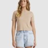 Women ROXY Tops | Womens Baseline Cropped T-Shirt