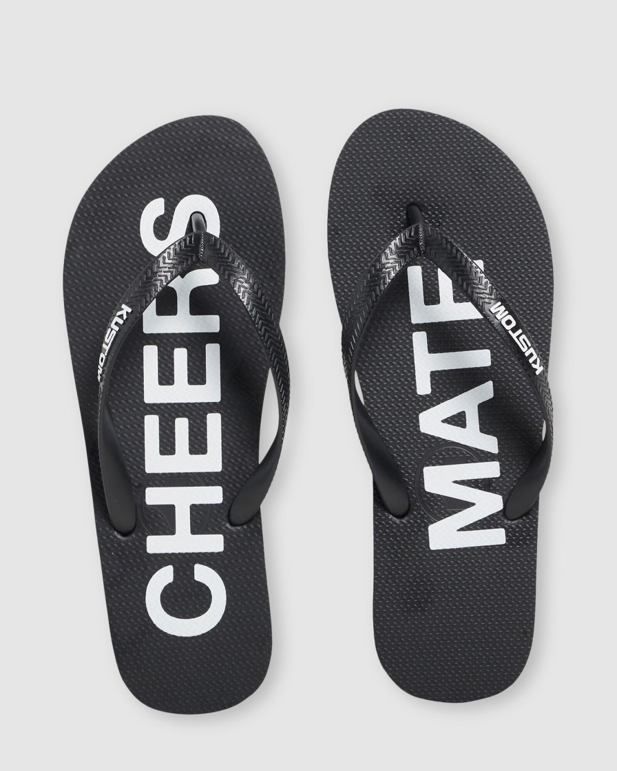 Men KUSTOM Thongs | Blend Cheers Mate Black White