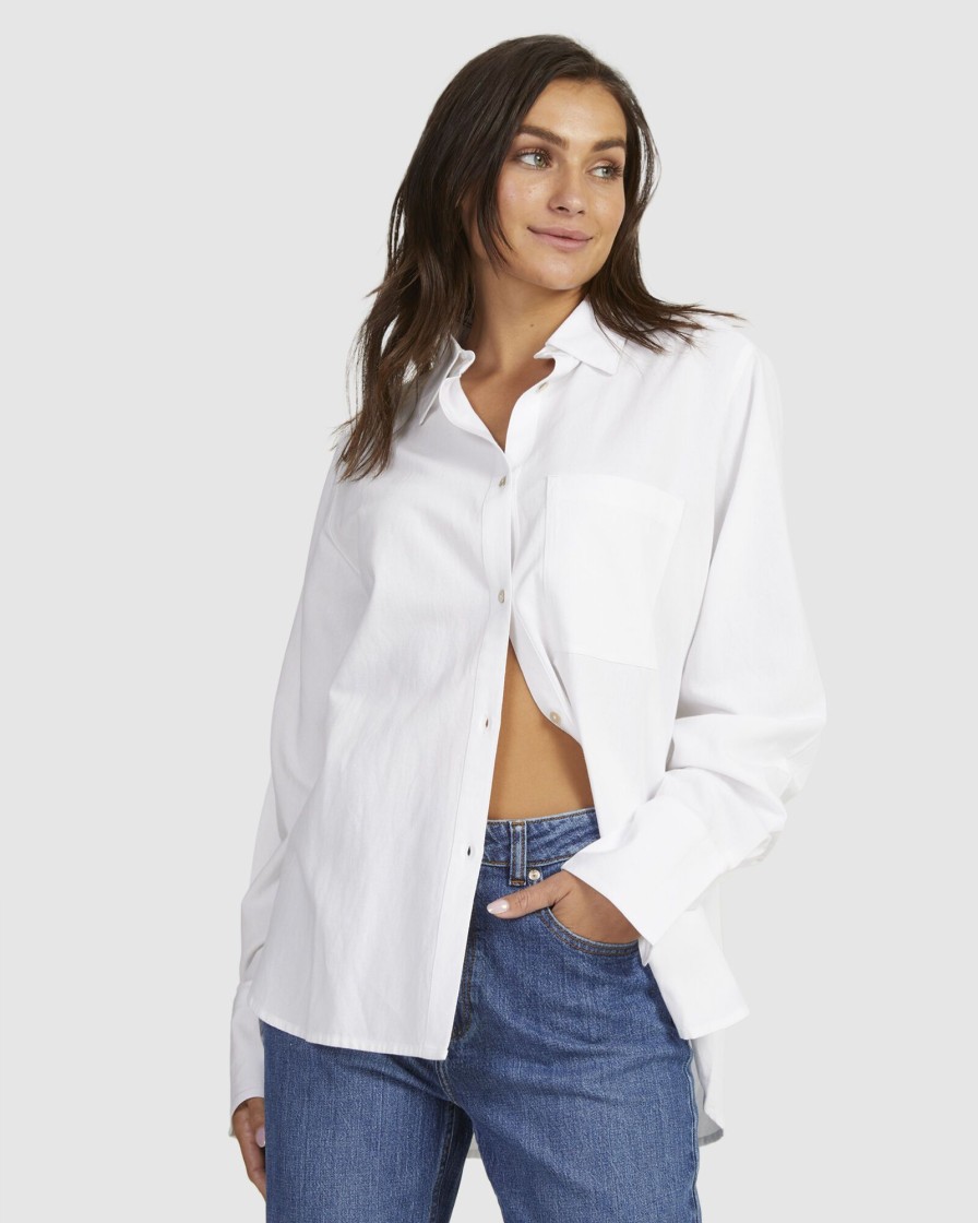 Women ROXY Tops | Womens Blanc Basic Strappy Top