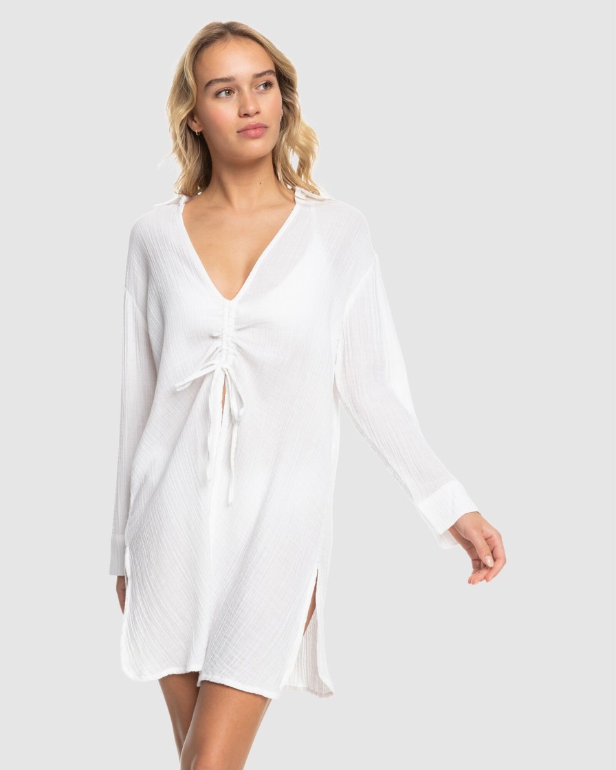 Women ROXY Swimwear | Womens Sun And Limonade Beach Shirt Dress