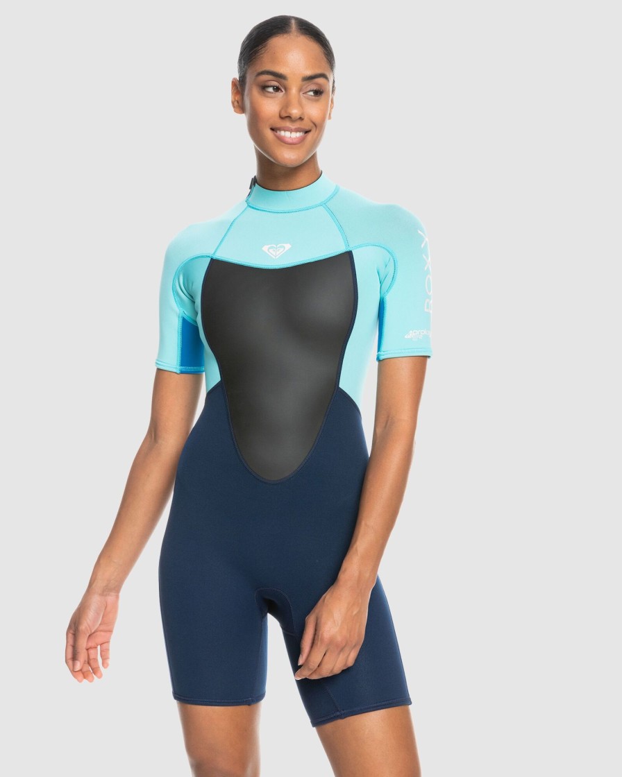 Women ROXY Wetsuits | Womens 2/2Mm Prologue Back Zip Short Sleeve Springsuit