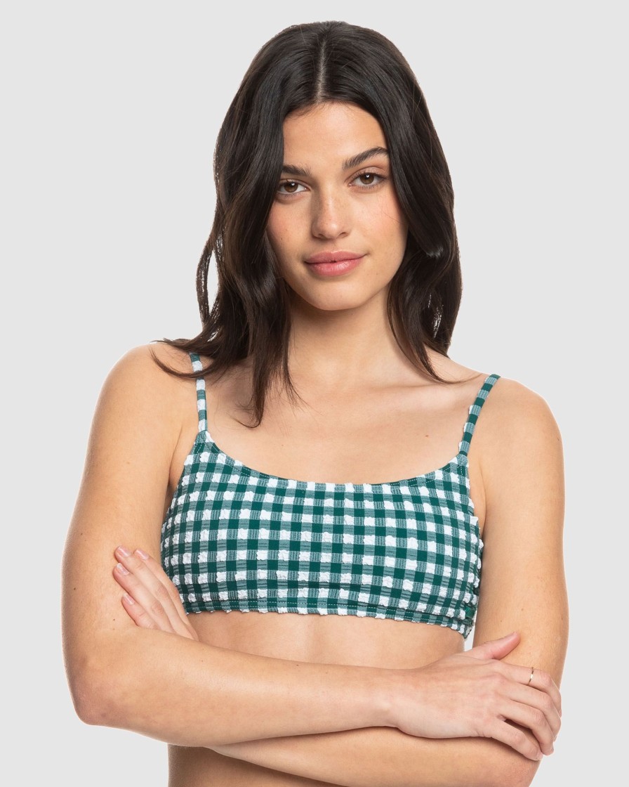 Women ROXY Bikini Tops | Womens The Plaid Pulse Bralette Bikini Top