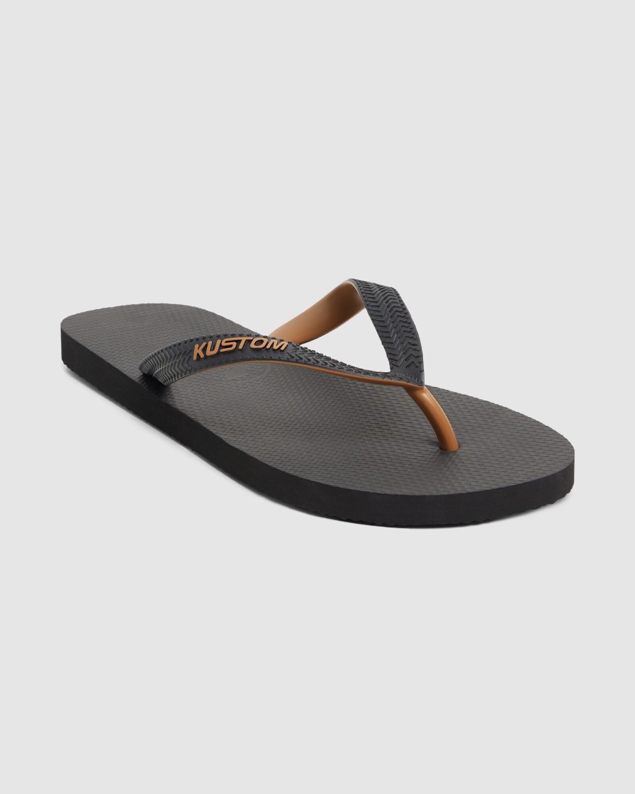 Men KUSTOM Thongs | Blend Base Black Tan