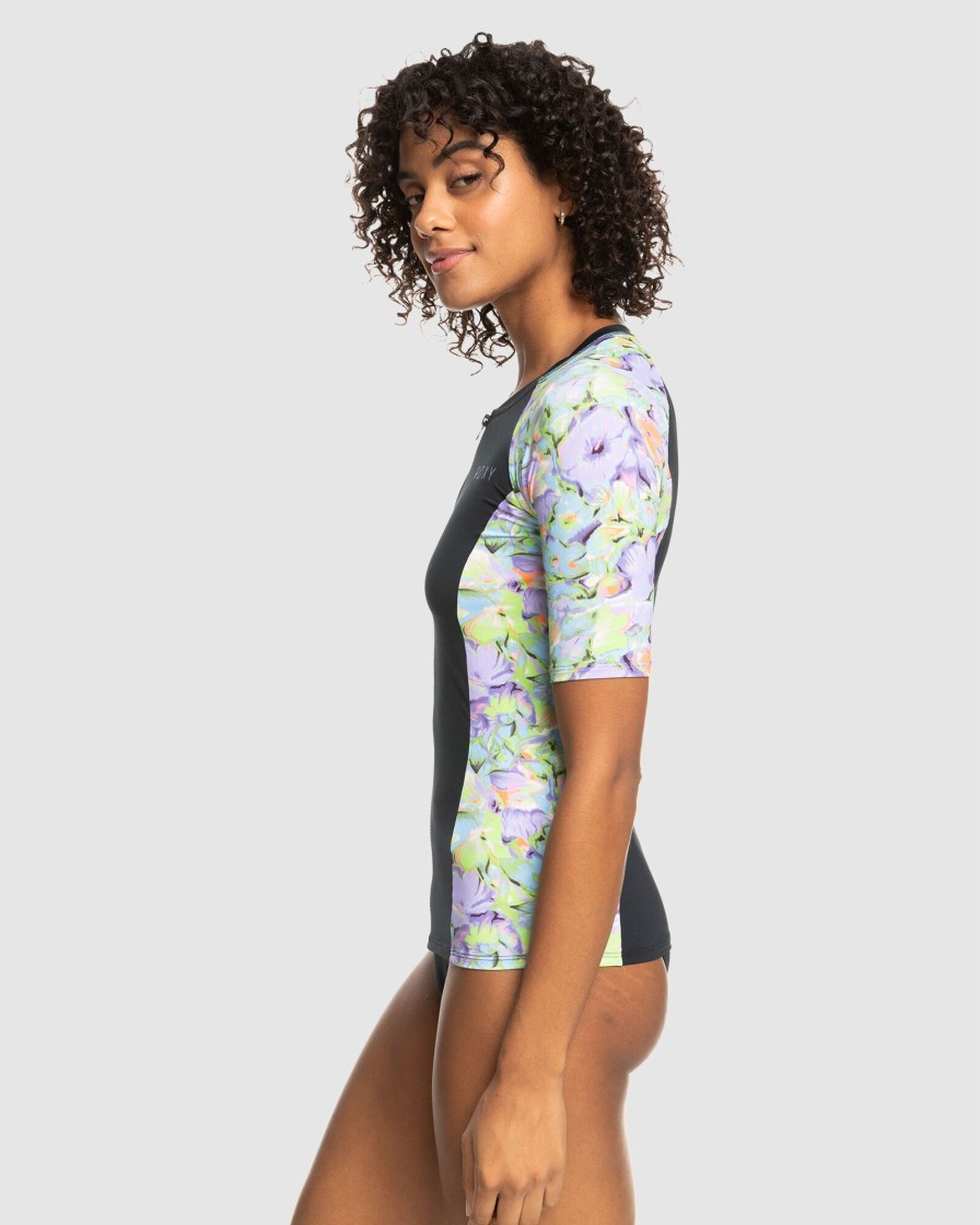 Women ROXY Rashvests | Womens New Lycra Short Sleeve Zip-Up Rash Vest