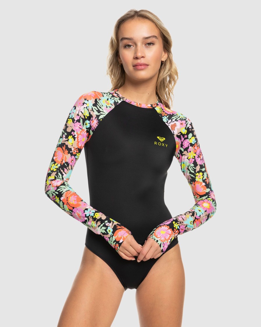 Women ROXY Rashvests | Womens Roxy Active Long Sleeve One-Piece Swimsuit