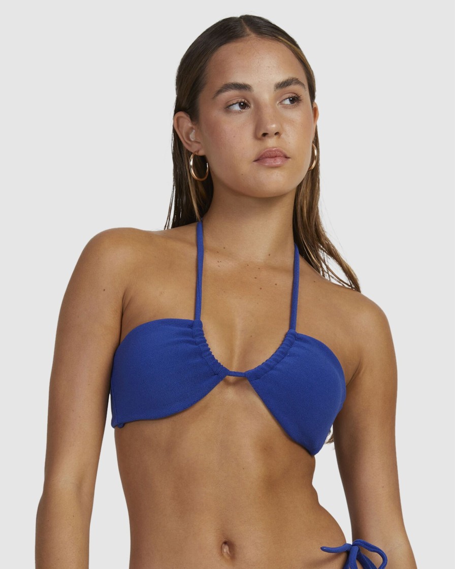 Women RVCA Bikini Tops | Tezzy Solid Halter Bikini Top