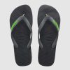 Men HAVAIANAS Thongs | Rubber Logo Black/Neon Green