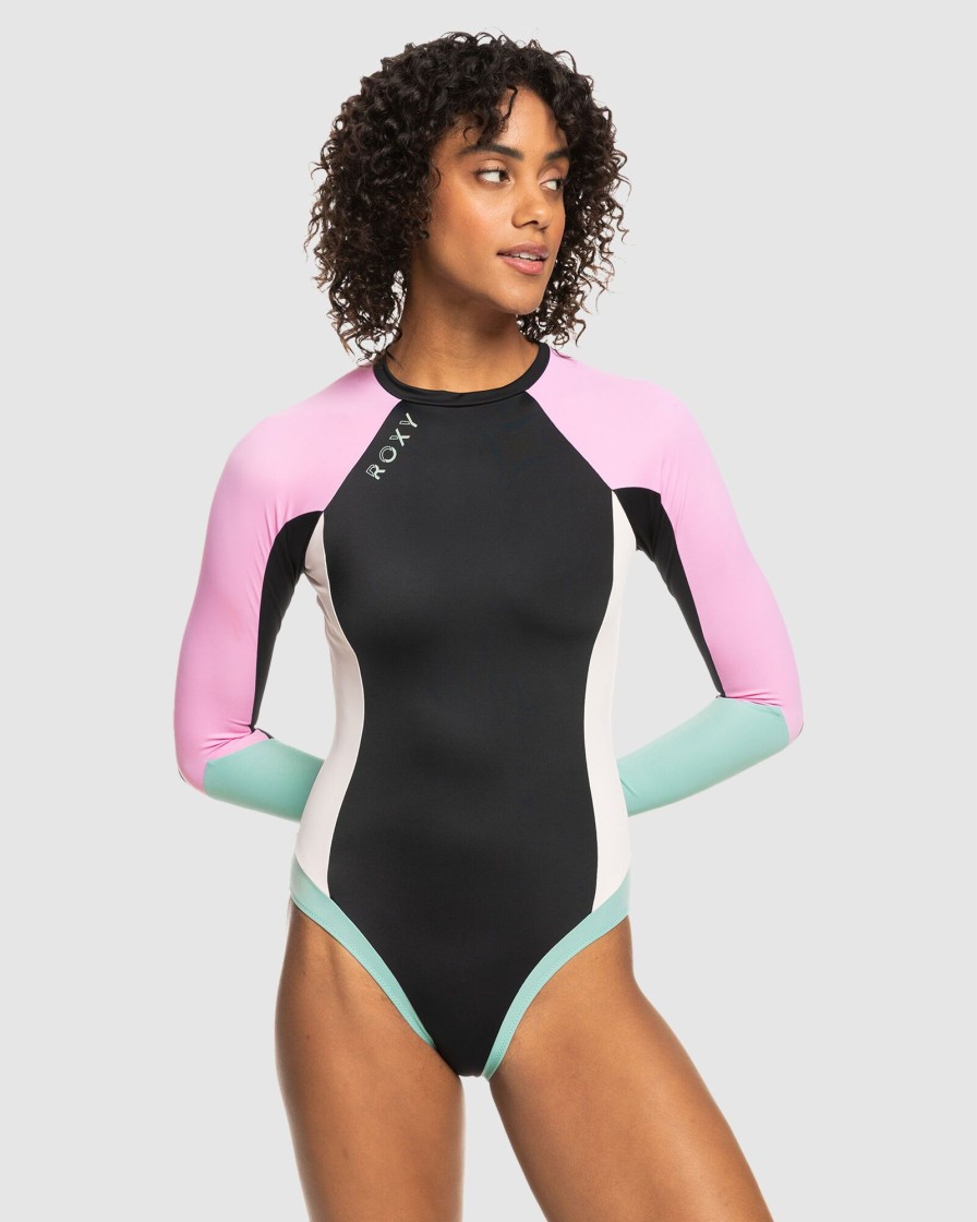 Women ROXY Rashvests | Womens Roxy Active Long Sleeve One-Piece Swimsuit