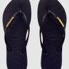 Women HAVAIANAS Sandals | Slim Metal Logo Black/Gold