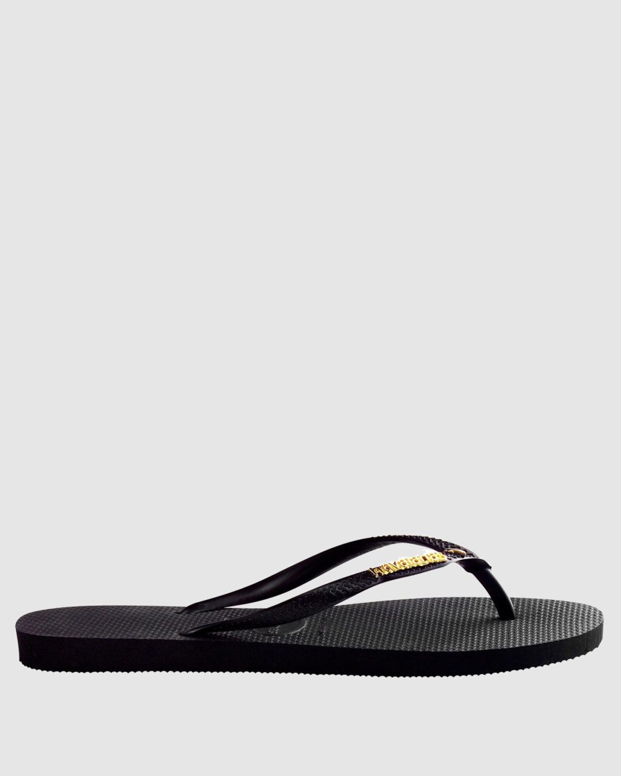 Women HAVAIANAS Casual | Slim Metal Logo Black/Gold