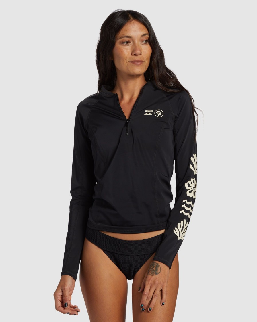 Women BILLABONG Rashvests | Coral Gardeners 1/2 Zip Ls Rg