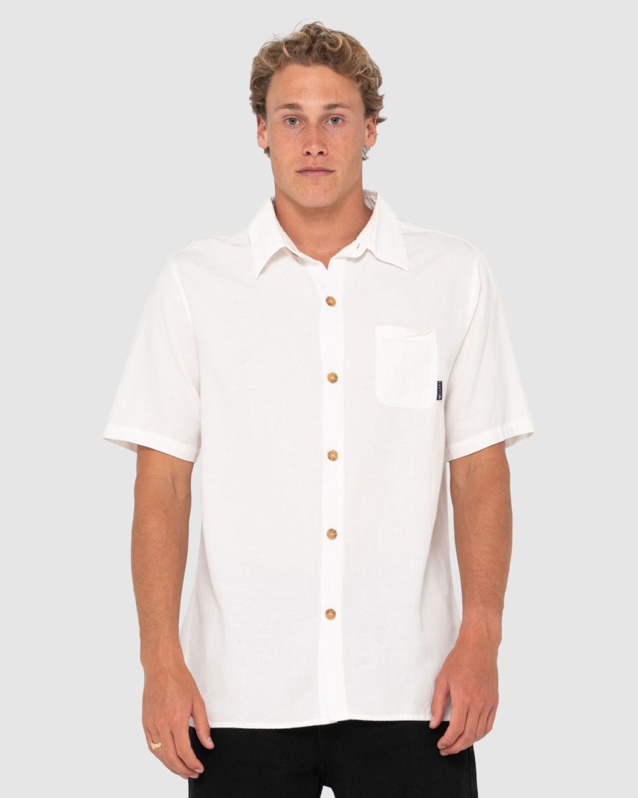 Men RUSTY Shirts | Overtone Short Sleeve Linen Shirt